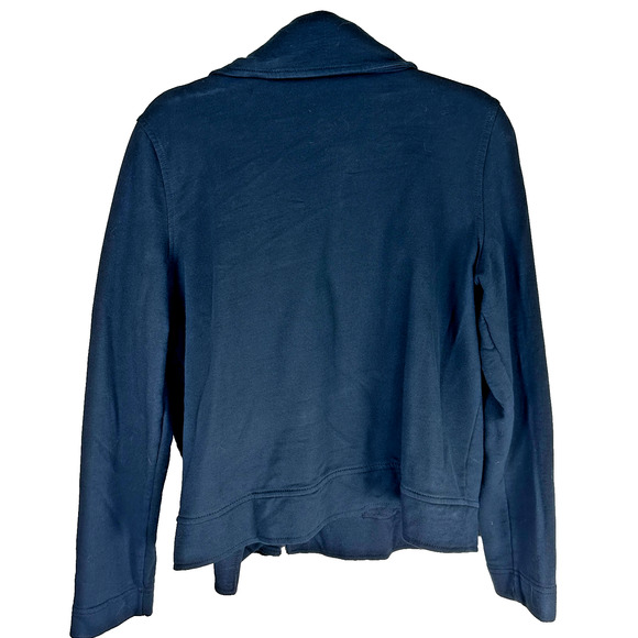 Chaps Women’s Moto Jacket Navy Knit 100% Cotton Size: X-Large preppy classic - Picture 3 of 6